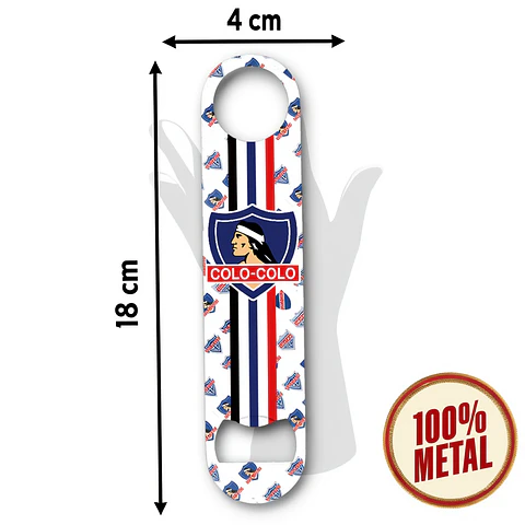Destapador Metálico 18 cm Diseño Fútbol Estilo Colo Colo Accesorio Bar