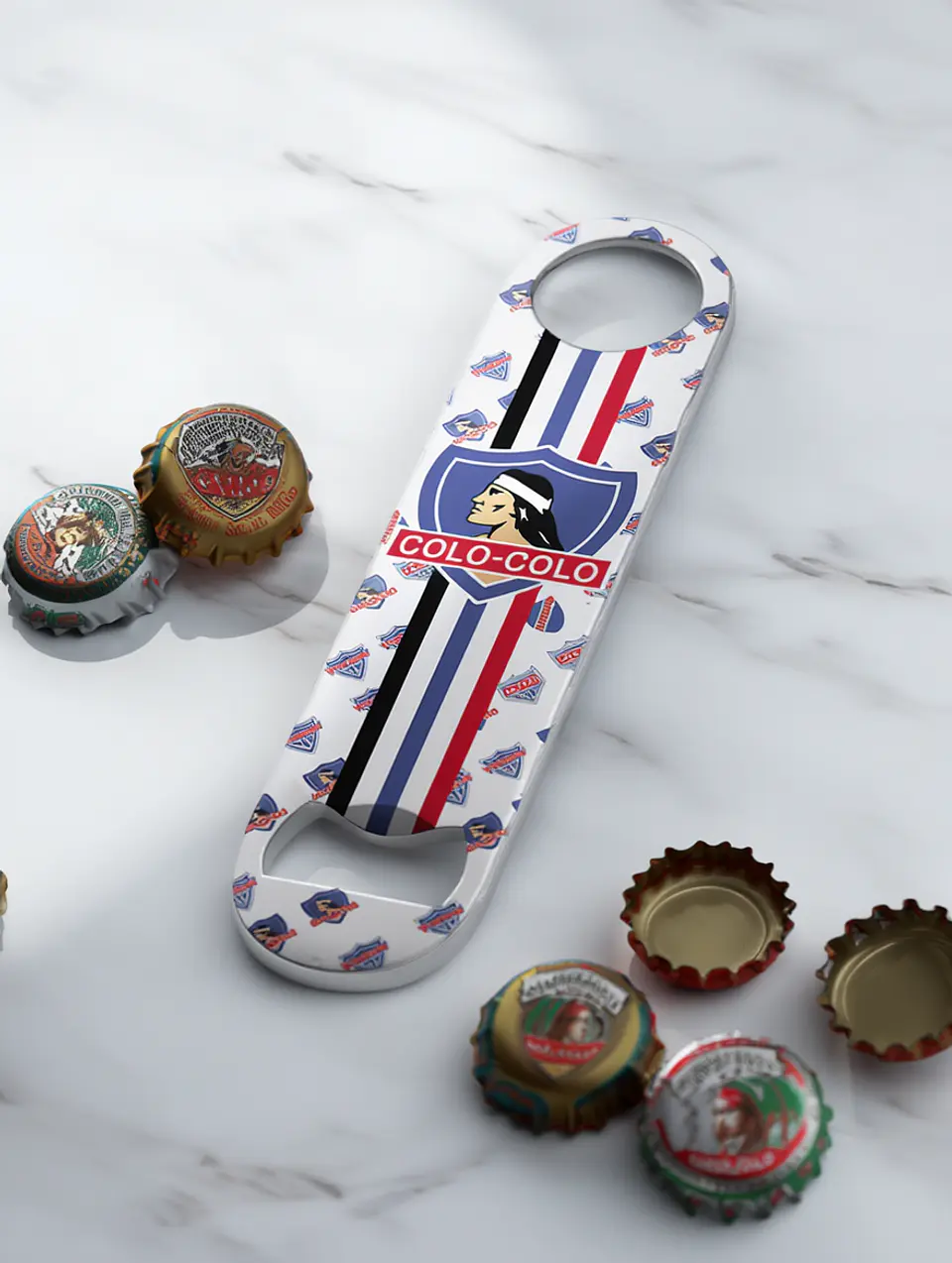 Destapador Metálico 18 cm Diseño Fútbol Estilo Colo Colo Accesorio Bar 4