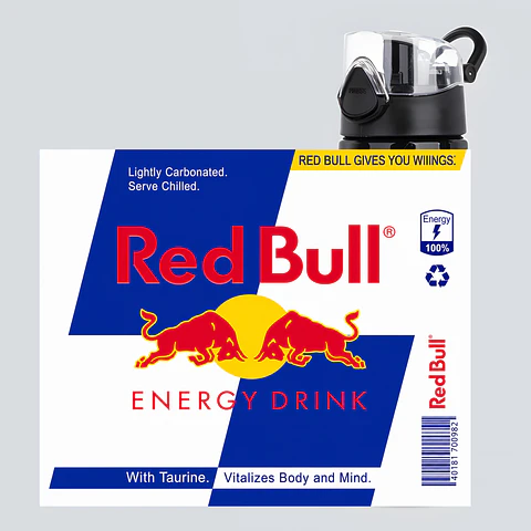 Botella de Aluminio 750 ml Diseño Red Bull | Tapa Deportiva Antiderrames | Libre de BPA