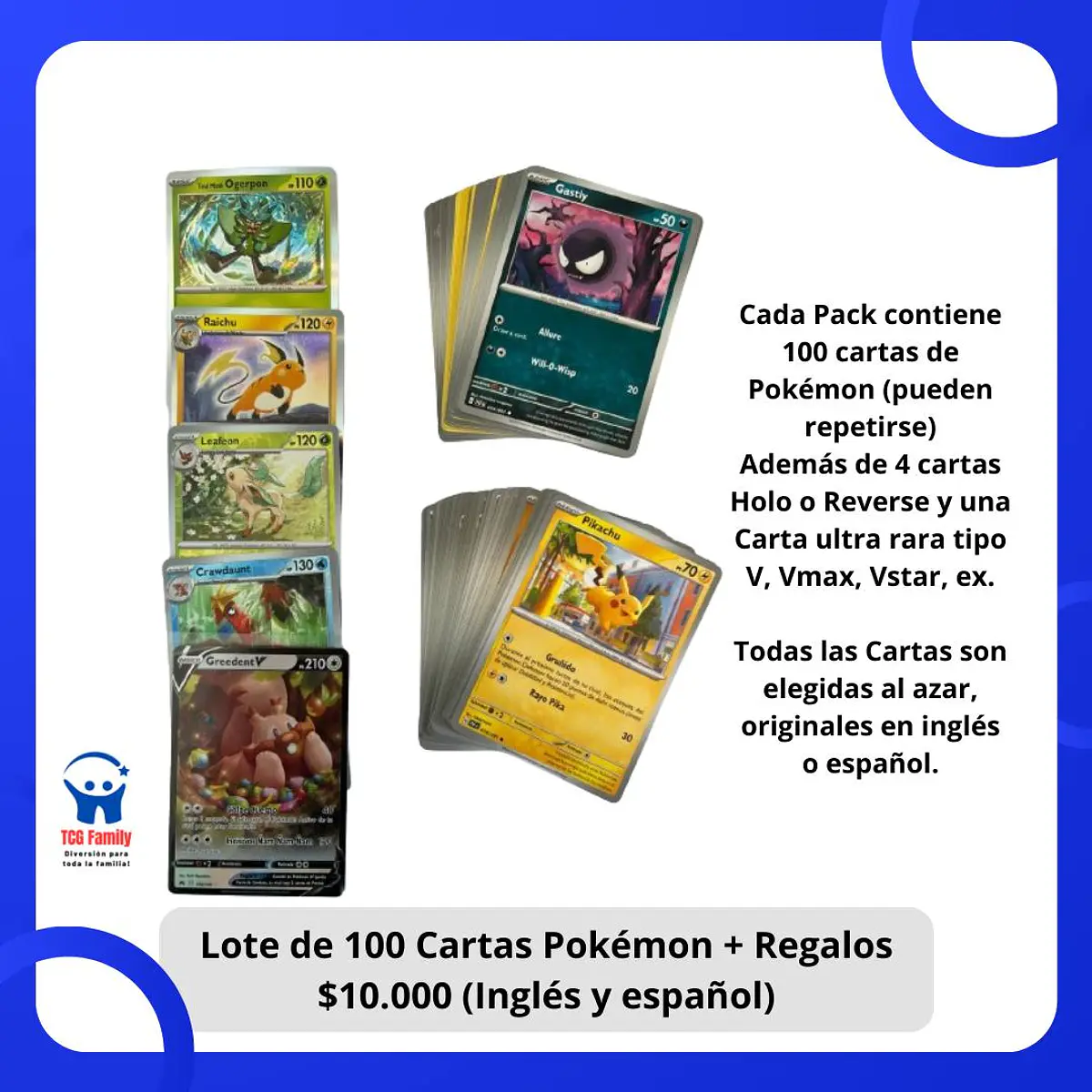 Cartas pokemon lote de 100 cartas - $10.800