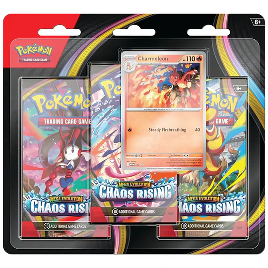ESPAÑOL Pokemon TCG Mega Evolution - Chaos Rising - 3-Pack Blister [Preventa]
