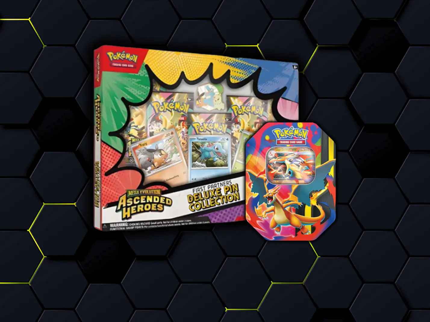 Deluxe Pin Collection + Mega Charizard Y Tin  1