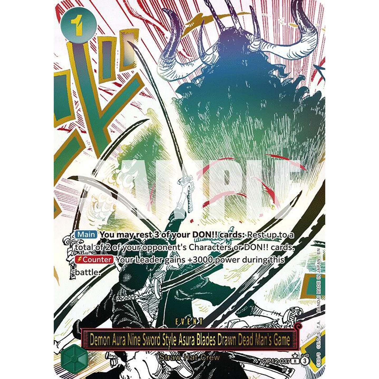 Demon Aura Nine Sword Style Asura Blades Drawn Dead Man's Game (OP12-037) - Alternative-Art