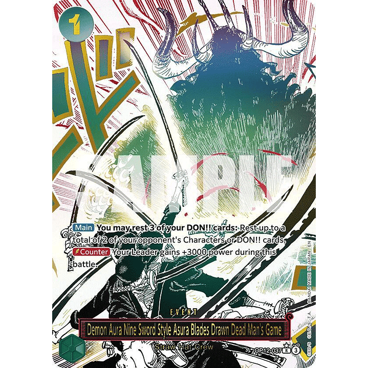 Demon Aura Nine Sword Style Asura Blades Drawn Dead Man's Game (OP12-037) - Alternative-Art