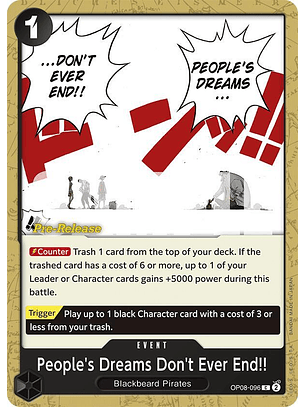 People's Dreams Don't Ever End!! (OP08-096) - Pre-Release