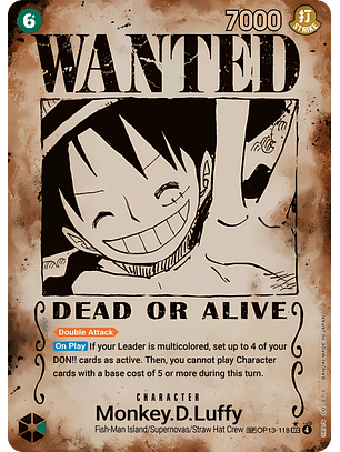 Monkey.D.Luffy (OP13-118) - Wanted-Poster