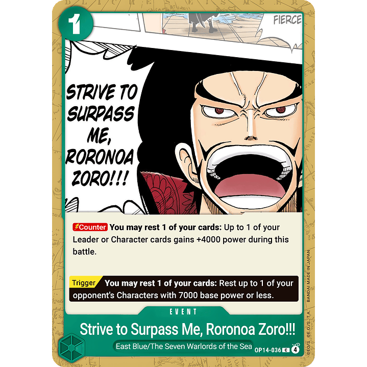 Strive to Surpass me, Roronoa Zoro!!! (OP14-036)