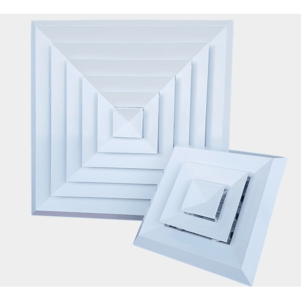 DIFUSOR 4 DE VIAS, 200X200 MM,  C/DAMPER DE ALUMINIO