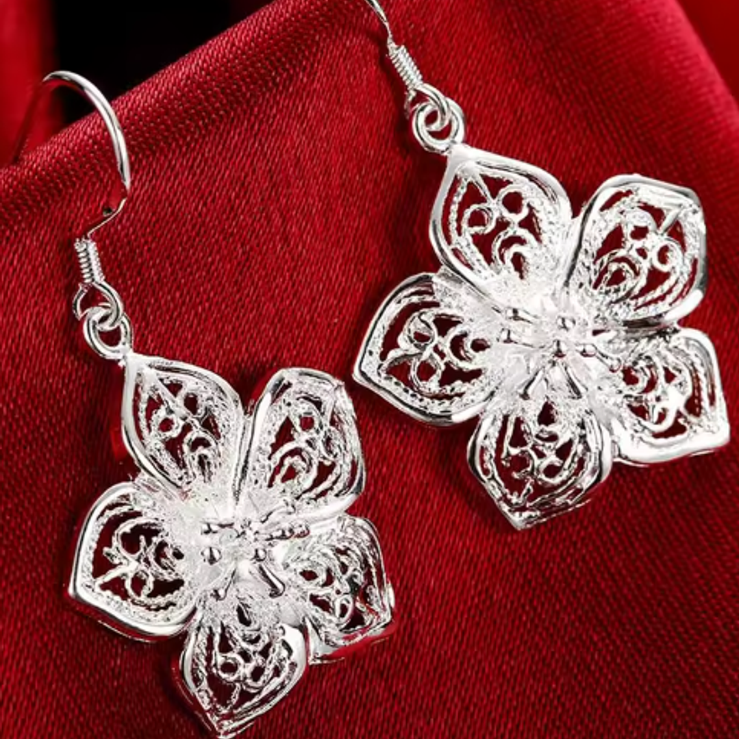 Brincos Flor Filigrana – Banhados a Prata 1