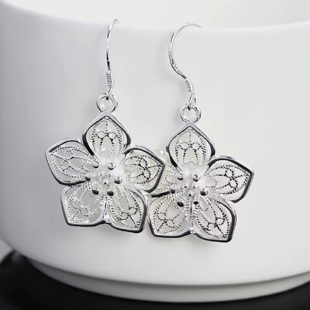 Brincos Flor Filigrana – Banhados a Prata 4