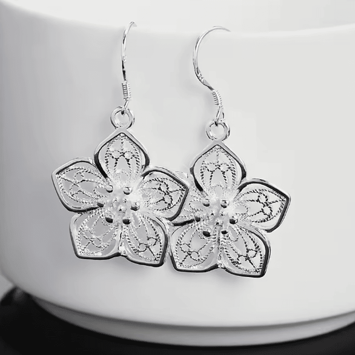 Brincos Flor Filigrana – Banhados a Prata 4