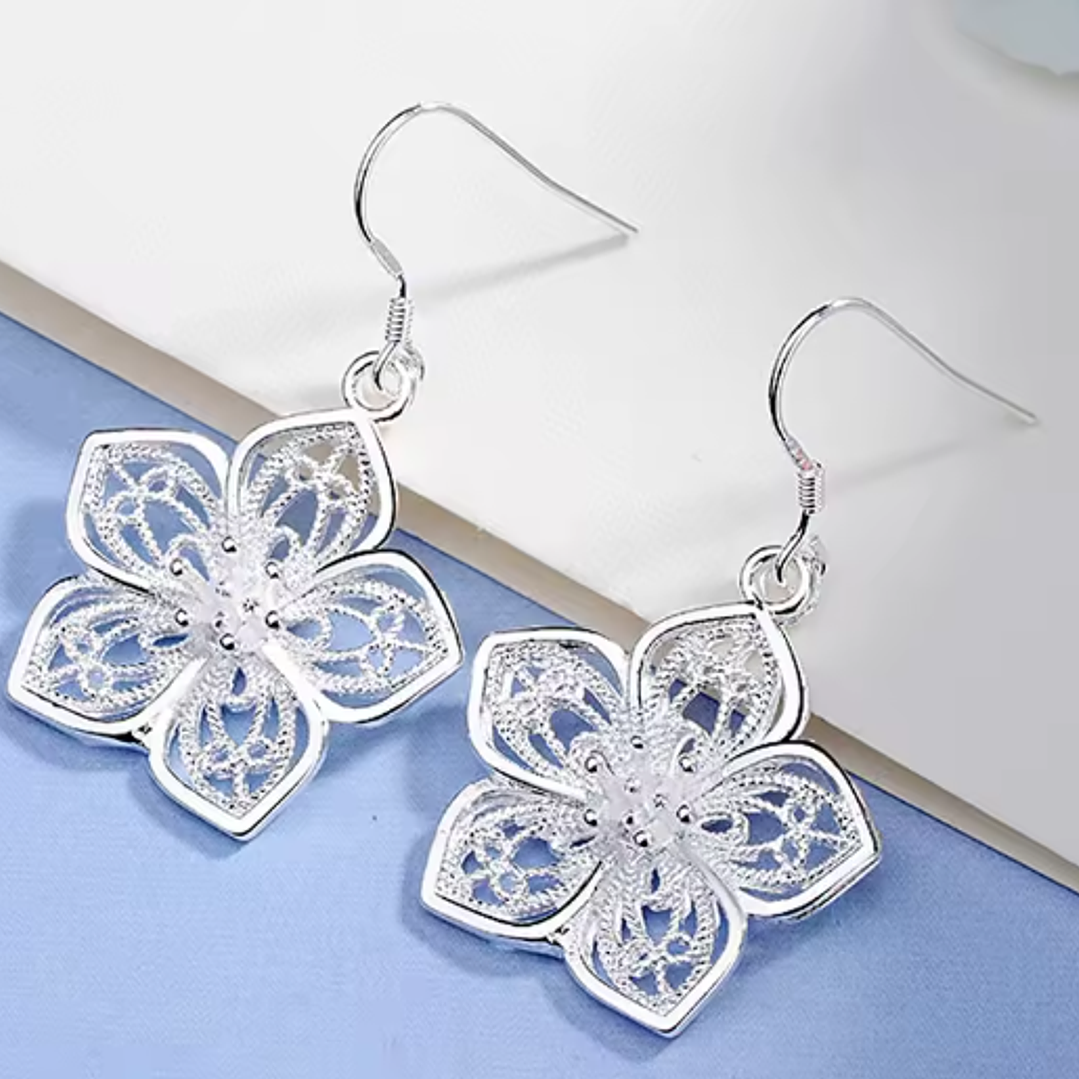 Brincos Flor Filigrana – Banhados a Prata 5