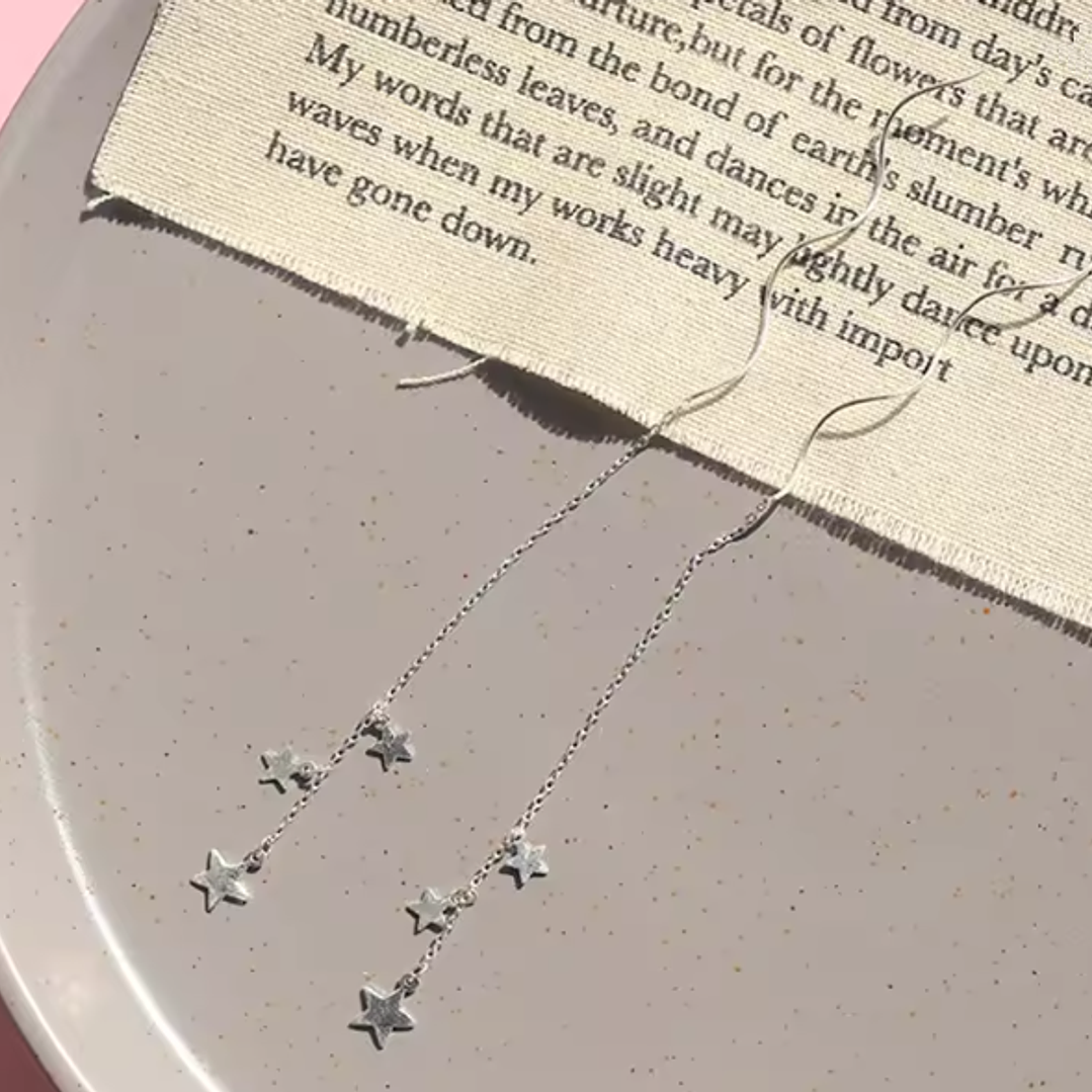 Brincos Estrelas Pendentes – Banhados a Prata 3