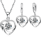 Conjunto Coração Brilhante – Banhado a Prata - Thumbnail 1