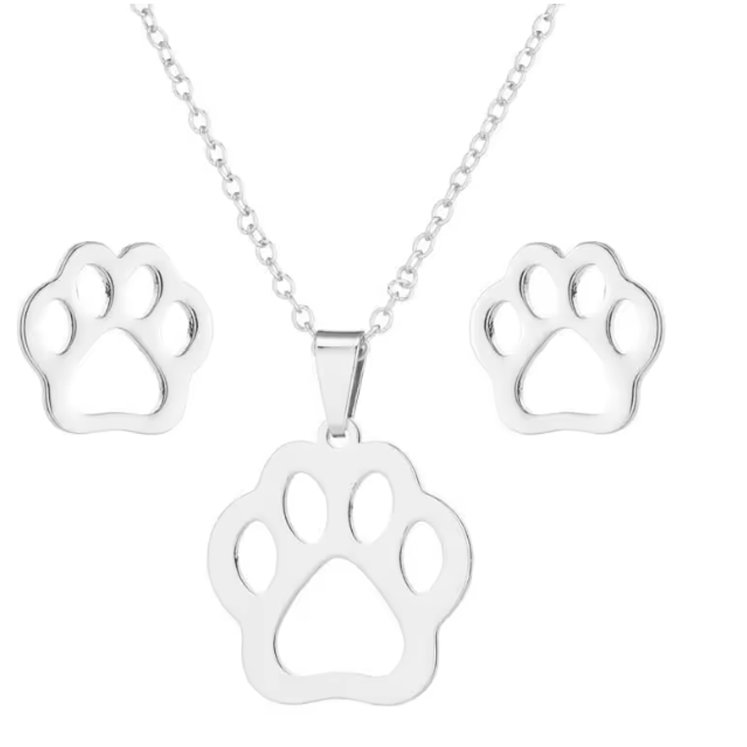 Conjunto Colar e Brincos Patinha – Aço Inoxidável 1