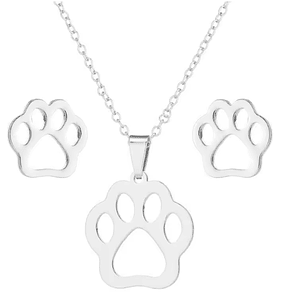 Conjunto Colar e Brincos Patinha – Aço Inoxidável