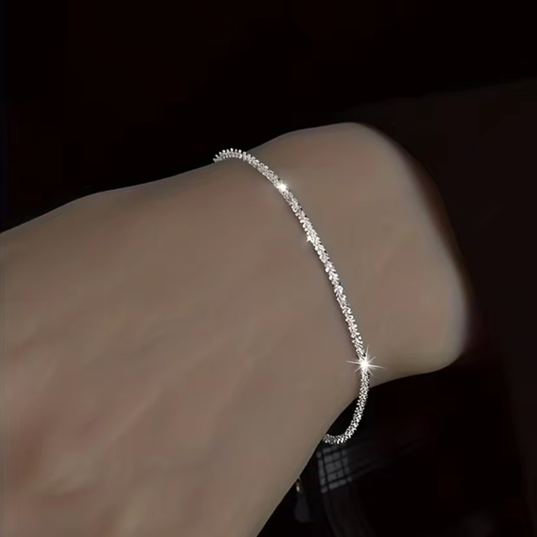 Conjunto Colar e Pulseira brilhante Banhados a Prata 2