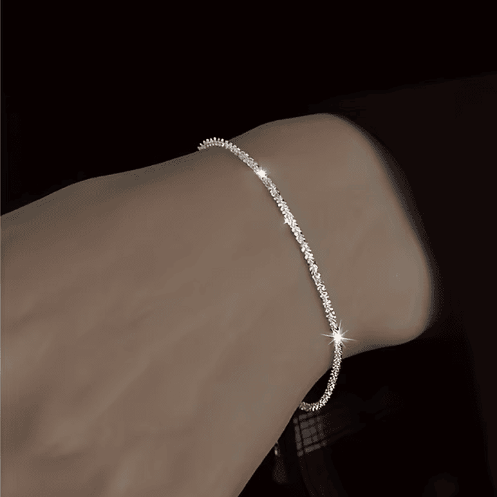 Conjunto Colar e Pulseira brilhante Banhados a Prata 2