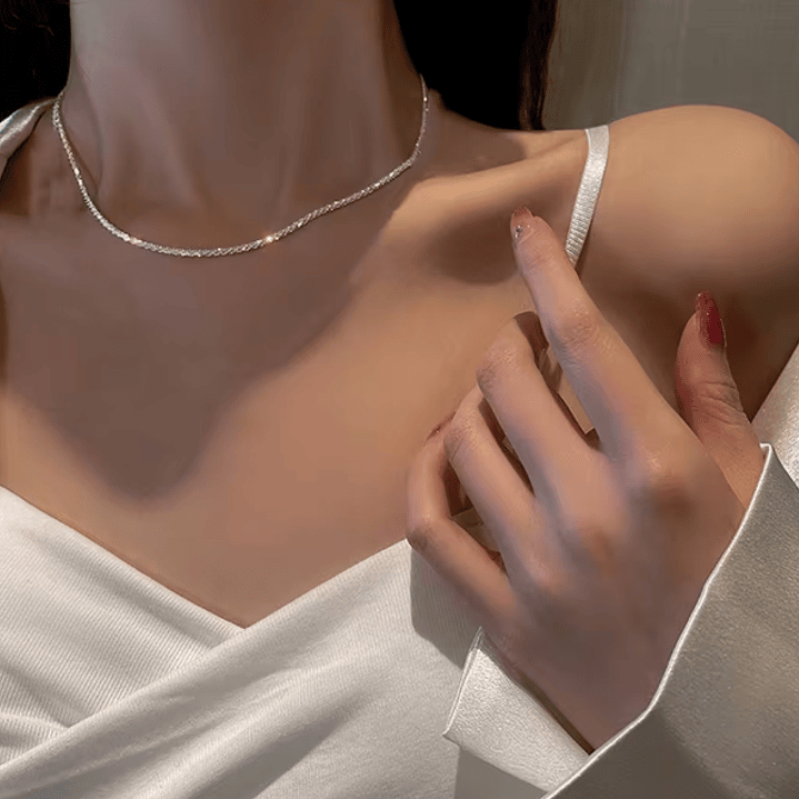 Conjunto Colar e Pulseira brilhante Banhados a Prata 3