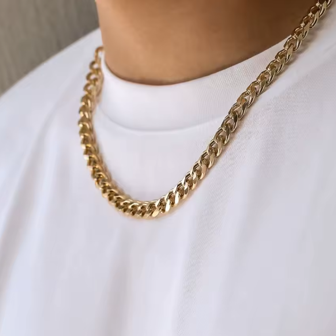 Colar e Pulseira Tipo Cubana em Aço Inoxidável 1