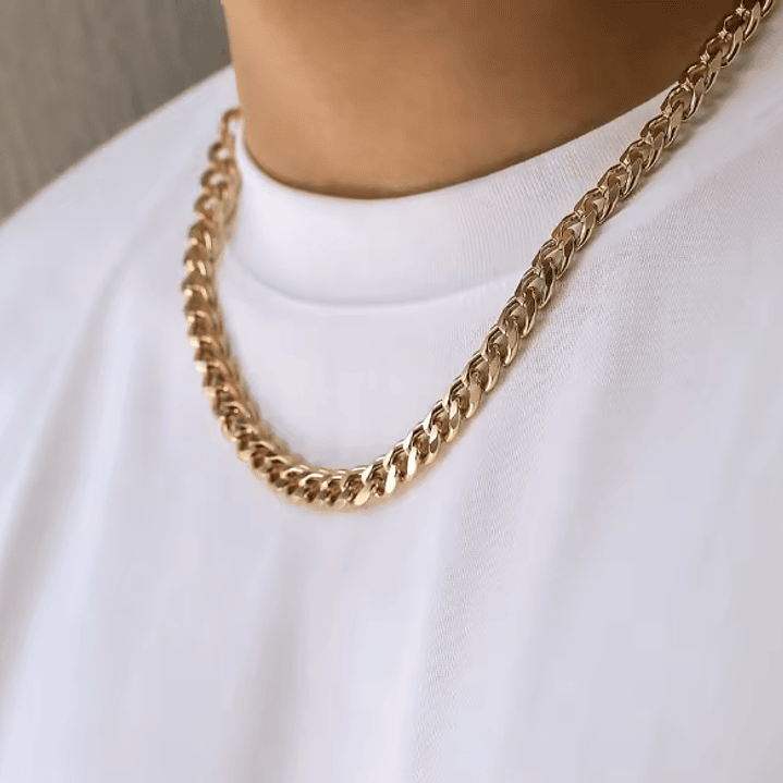 Colar e Pulseira Tipo Cubana em Aço Inoxidável 1