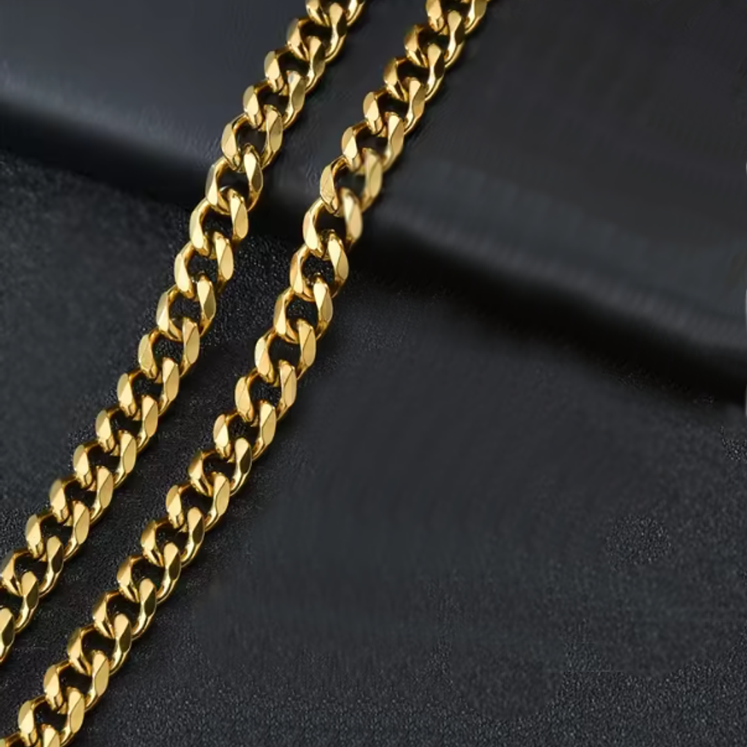 Colar e Pulseira Tipo Cubana em Aço Inoxidável 3