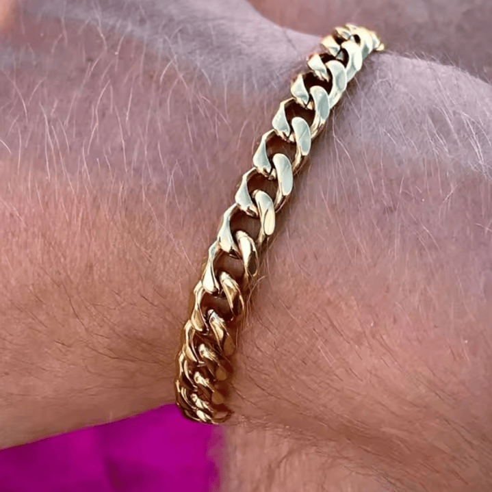 Colar e Pulseira Tipo Cubana em Aço Inoxidável 4