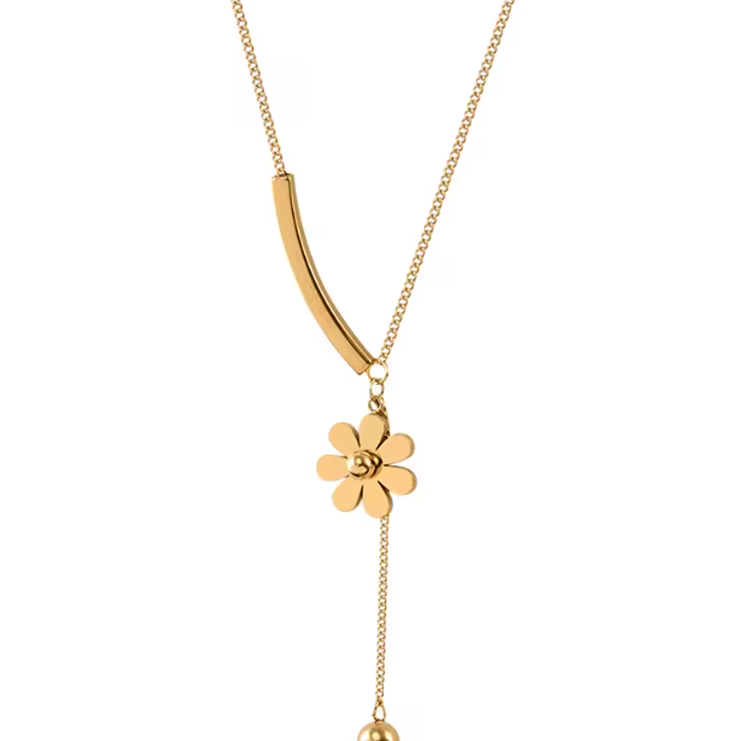 Colar em Aço Inoxidável com Flor Delicada 3