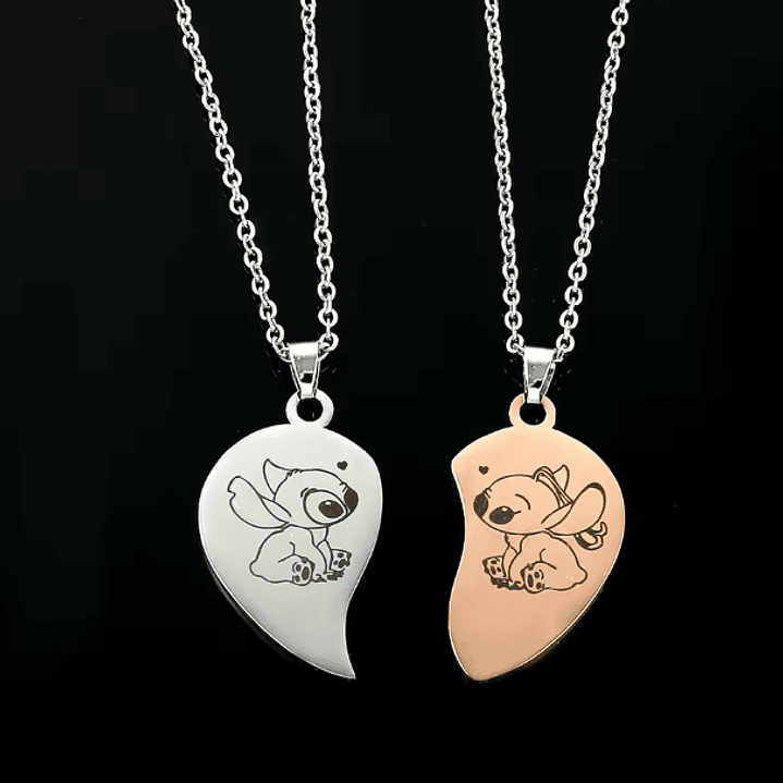 Colar Duplo Stitch e Angel em Aço Inoxidável – Prateado e Bronze 6