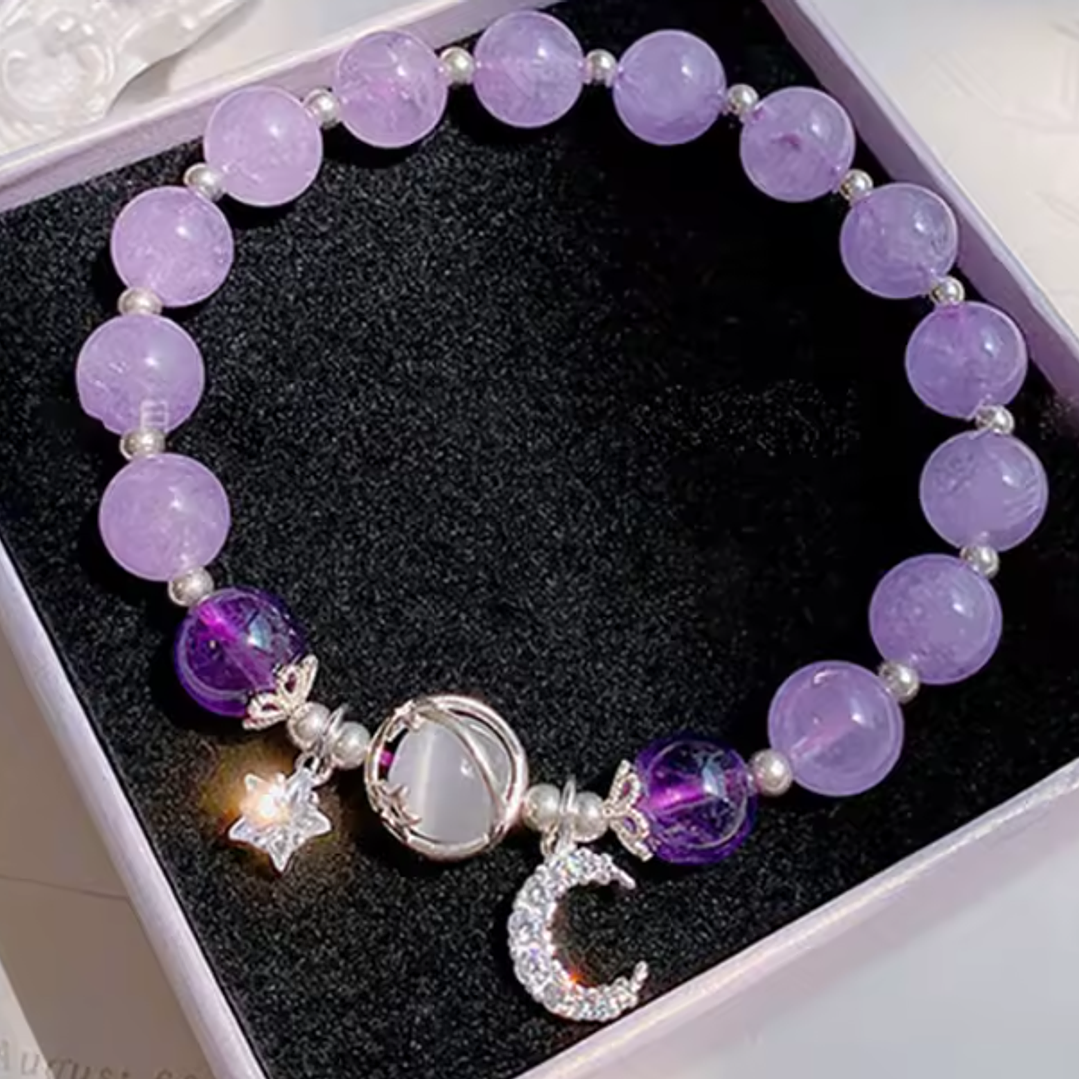 Pulseira de Pedra Opala com Pingentes Celestiais 2