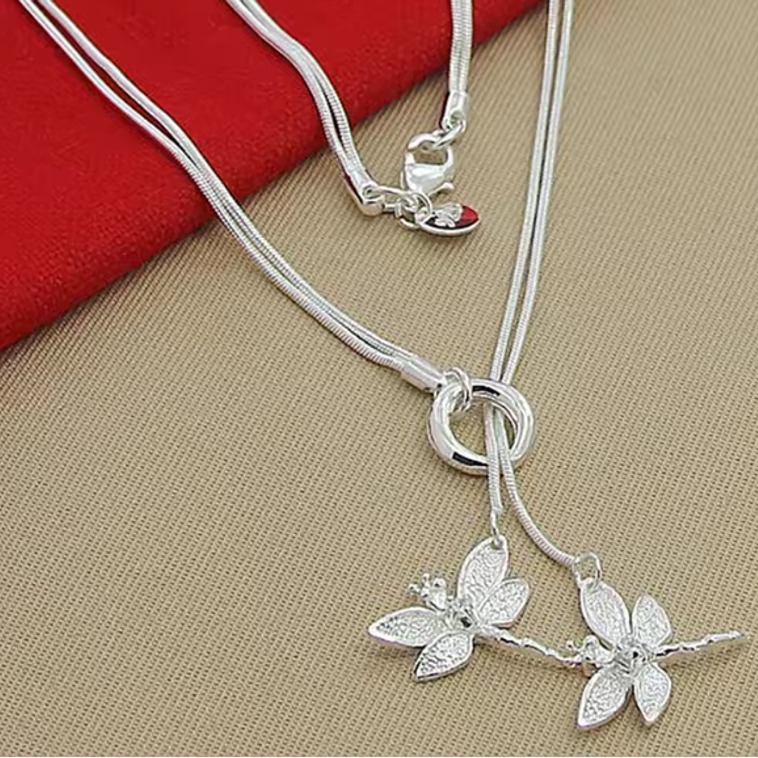 Colar Libélulas – Banhado a Prata 3