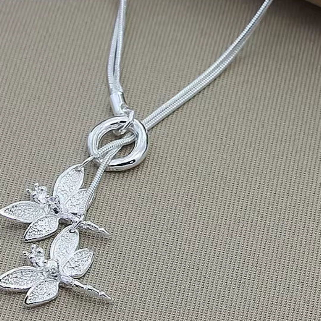 Colar Libélulas – Banhado a Prata 2