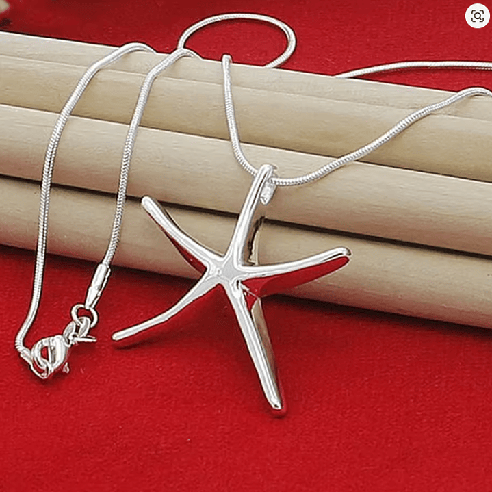 Colar Banhado a Prata com Pingente Estrela-do-Mar 1