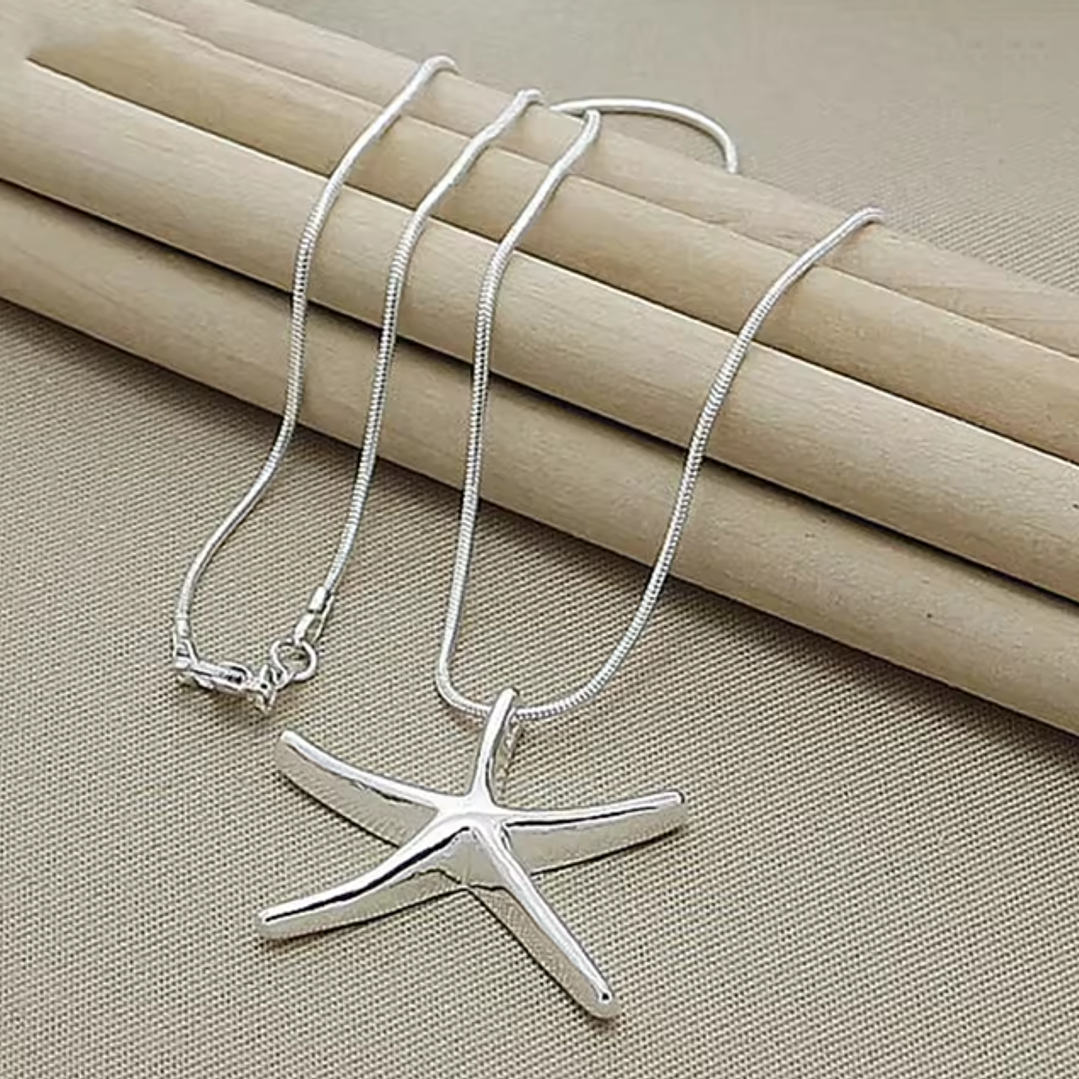 Colar Banhado a Prata com Pingente Estrela-do-Mar 3