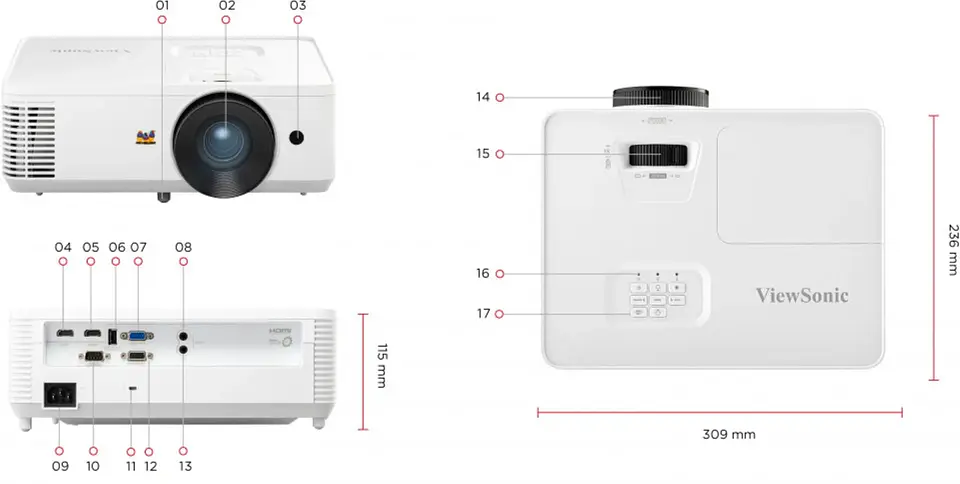 PROYECTOR VIEWSONIC PA700W WXGA DE 4.500 LÚMENES ANSI BLANCO 6