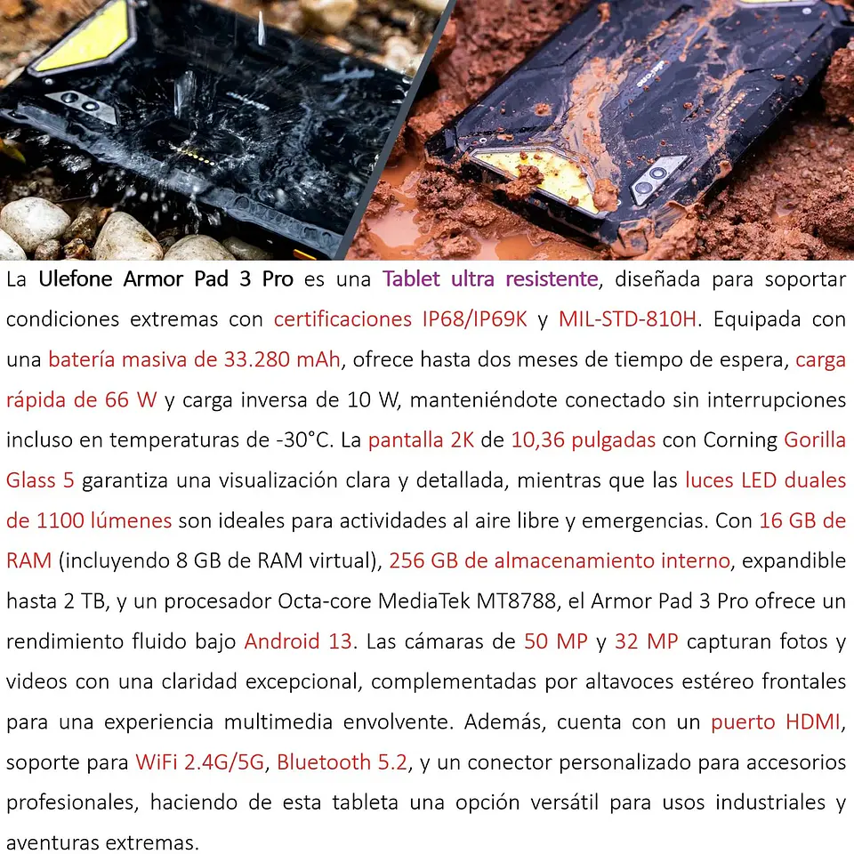 ULEFONE ARMOR PAD 3 PRO - TABLET 4G INDUSTRIAL IP68 MILITAR 2