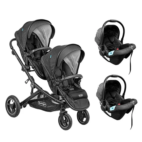 COCHE DOBLE TRAVEL SYSTEM BEBEGLO DUETO GRIS
