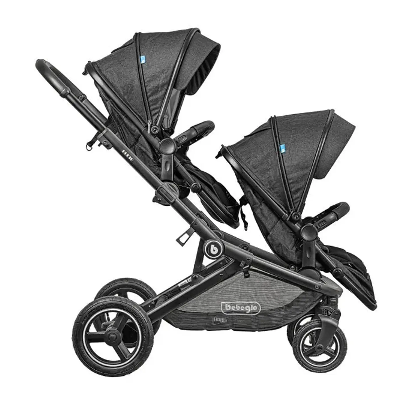 COCHE DOBLE TRAVEL SYSTEM BEBEGLO DUETO GRIS 2