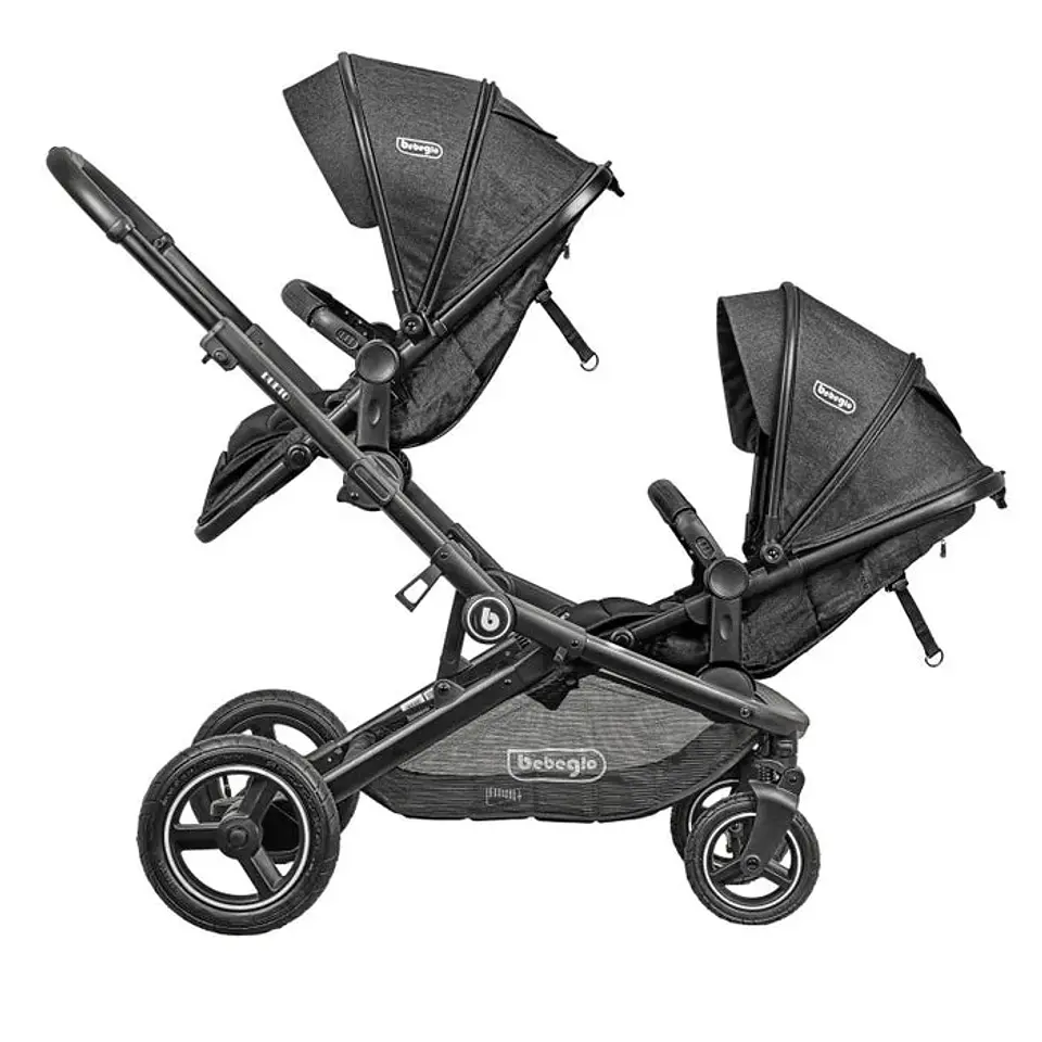 COCHE DOBLE TRAVEL SYSTEM BEBEGLO DUETO GRIS 5