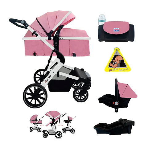 COCHE TRAVEL SYSTEM 4 EN 1 UK PRAM ROSA