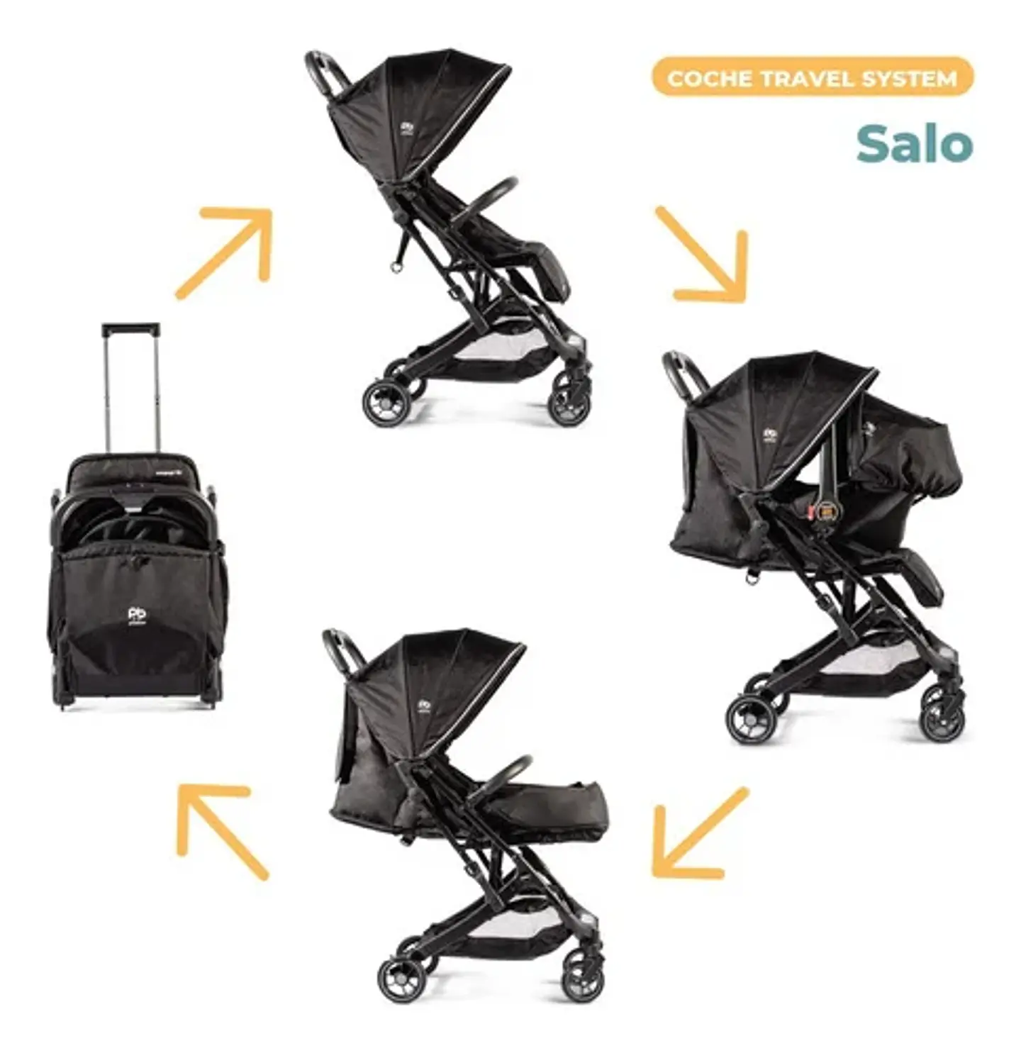 COCHE TRAVEL SYSTEM COMPACTO PIKABOO SALO NEGRO 2