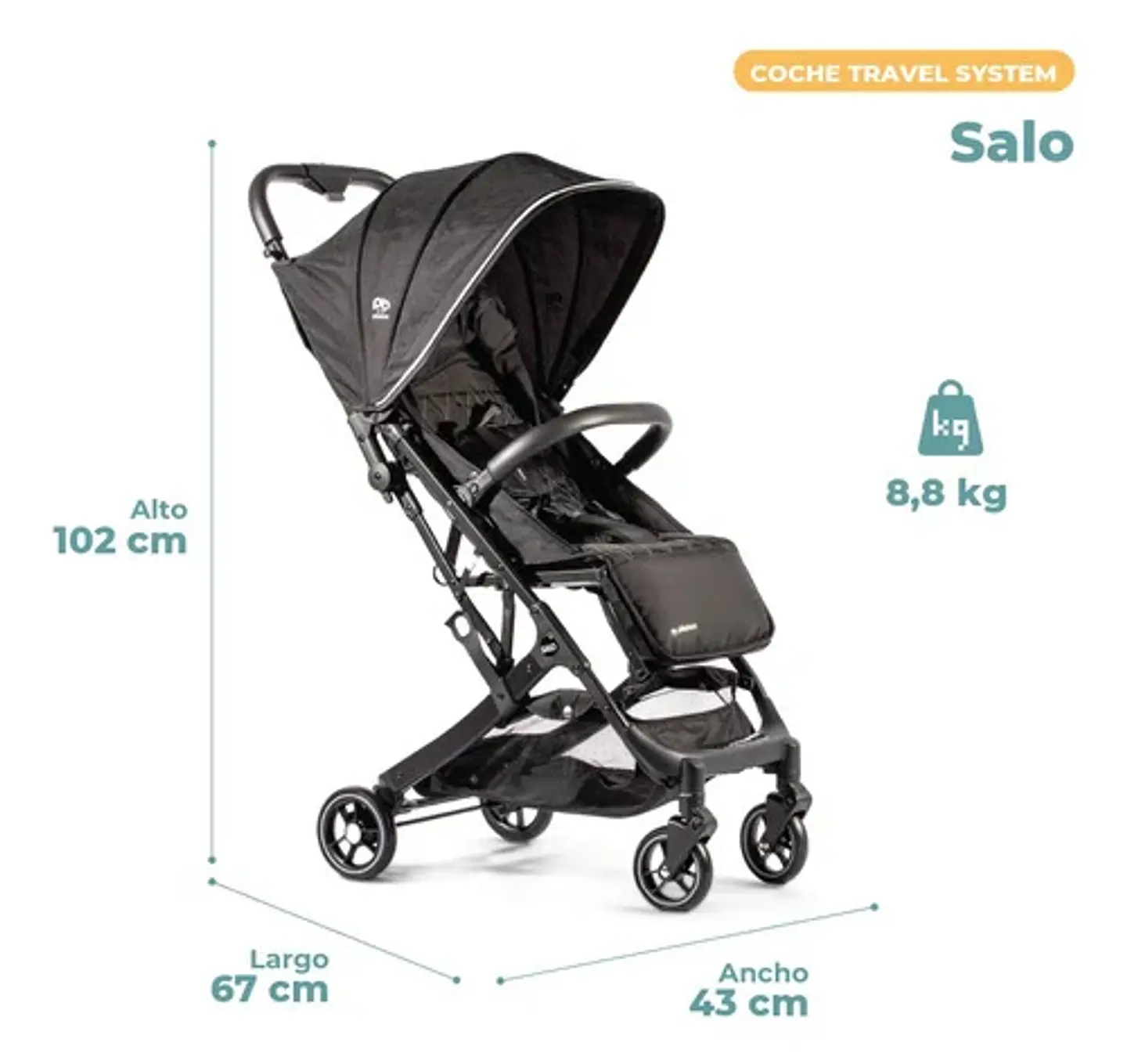 COCHE TRAVEL SYSTEM COMPACTO PIKABOO SALO NEGRO 6