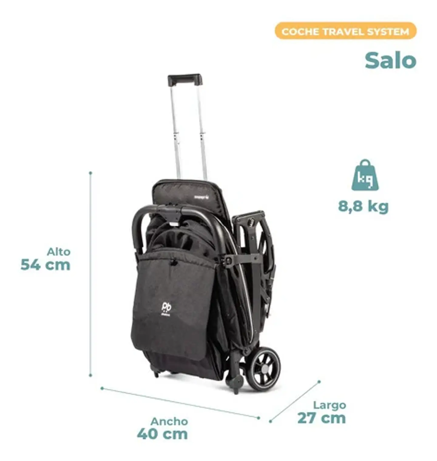 COCHE TRAVEL SYSTEM COMPACTO PIKABOO SALO NEGRO 7