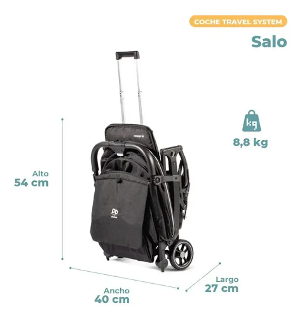 COCHE TRAVEL SYSTEM COMPACTO PIKABOO SALO NEGRO 7