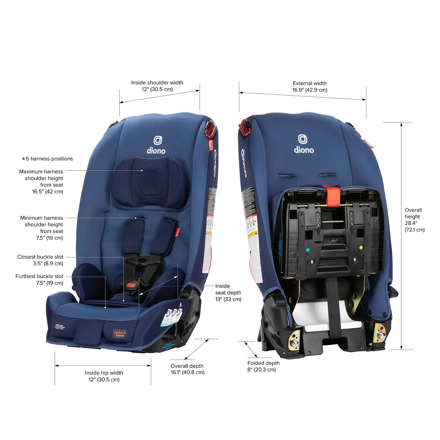 SILLA DE AUTO CONVERTIBLE DIONO RADIAN® 3R EDICIÓN LIMITADA (OLEADA AZUL) 3