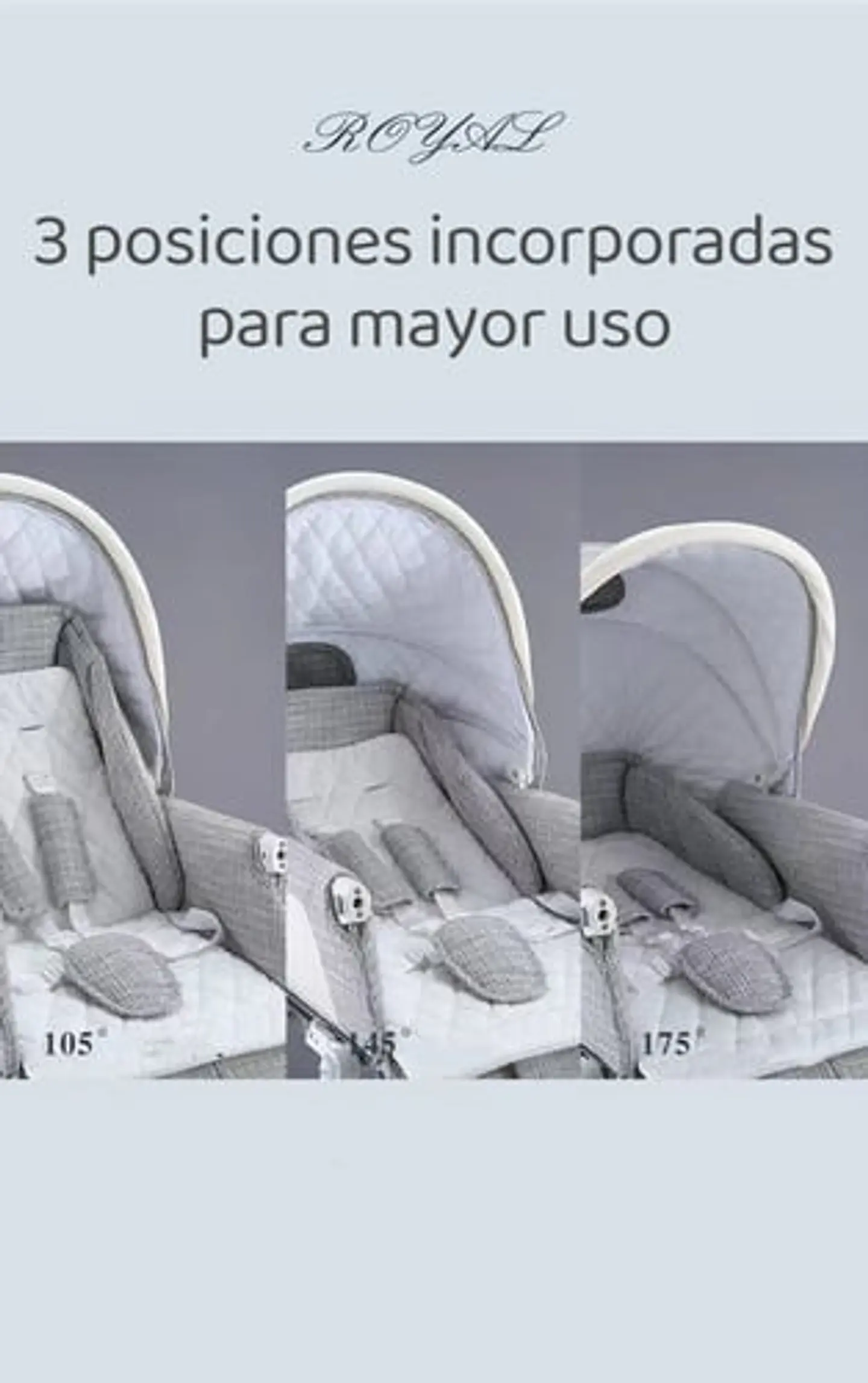 COCHE LUJOSO ROYAL DE COOLBABY 2 PIEZAS GRIS BY LUBABYCAS 3