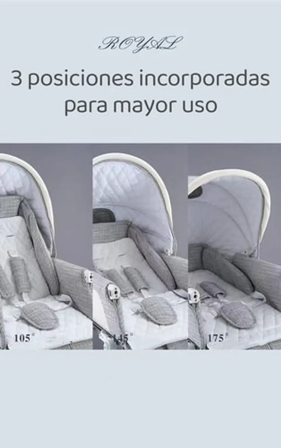 COCHE LUJOSO ROYAL DE COOLBABY 2 PIEZAS GRIS BY LUBABYCAS 3