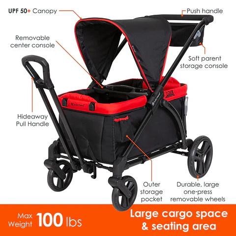 CARRO PASEO WAGON Y COCHE DOBLE MUV EXPEDITION 2 EN 1 MARS RED