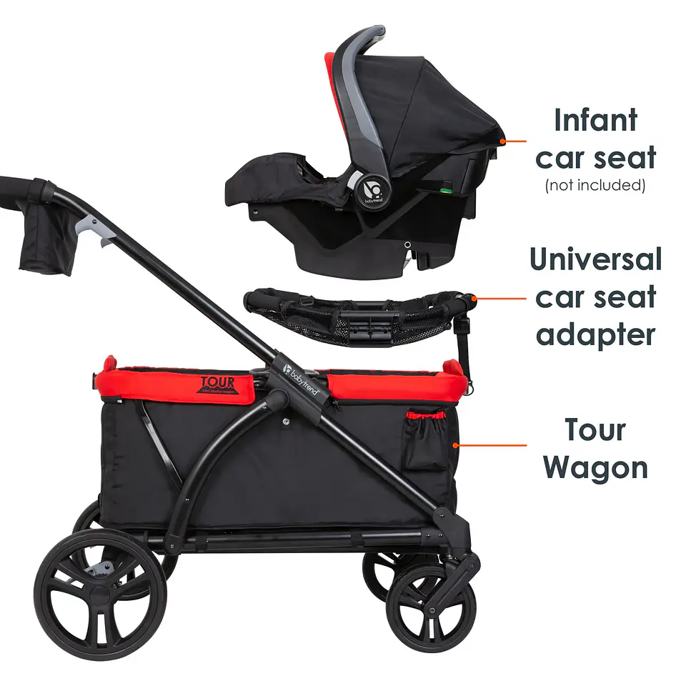 CARRO PASEO WAGON Y COCHE DOBLE MUV EXPEDITION 2 EN 1 MARS RED 4