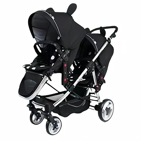 COCHE DOBLE DUO RECLINABLE 6 MODOS EN 1 LUBABYCAS NEGRO